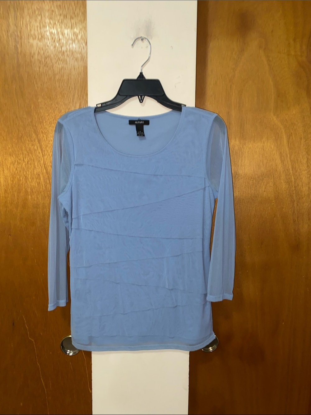 💙NWOT Alfani Light Blue Layered Mesh Top